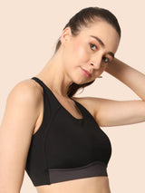 High Impact Cross Hook Sports Bra – Black