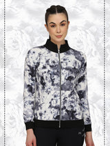 Front Zipper Printed Sweatshirt – Black