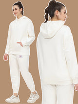 Oversize Casual Cotton Terry Cord Set - White