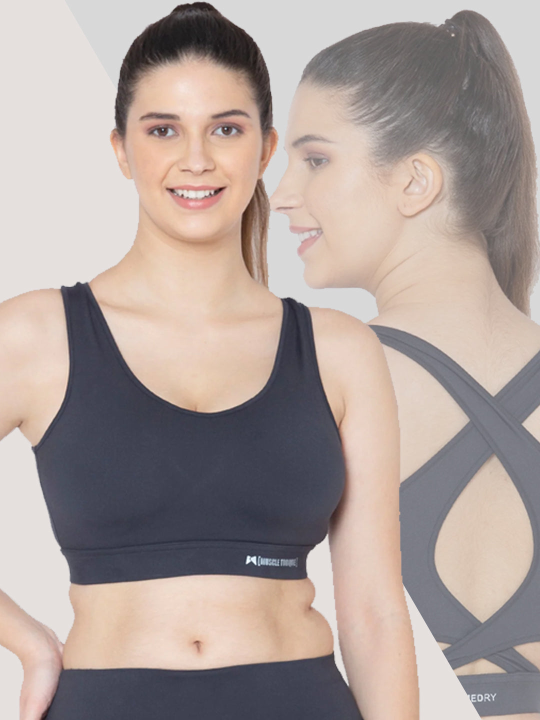 No Bounce Criss Cross Sports Bra – Grey