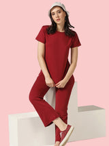 High Waist Polyester Flare Pant Workout CORD-SET - Maroon