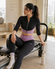 Pair of High Waist Yoke Belt Printed Workout Tight & Front Zipper BraTop – Purple
