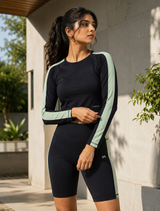 BoneDry Full Sleeve Workout Tee - Green Stripe