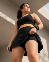 Wavy Flared Printed Skorts - Black