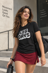Black Workout Longline T-shirt - LEG DAY (Reflective)