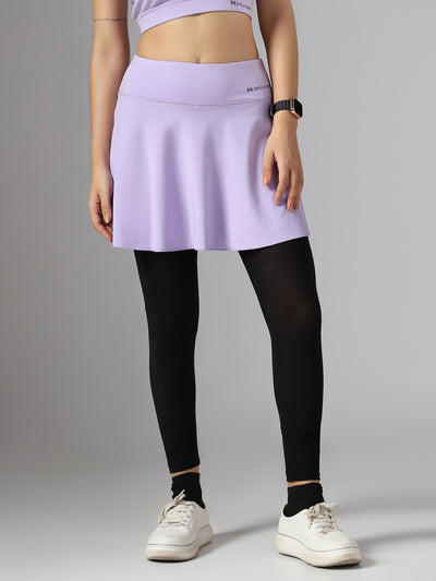 Wavy Flared Skirt With Attached Mesh Stocking - Purple