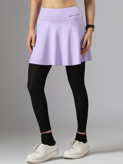 Wavy Flared Skirt With Attached Mesh Stocking - Purple