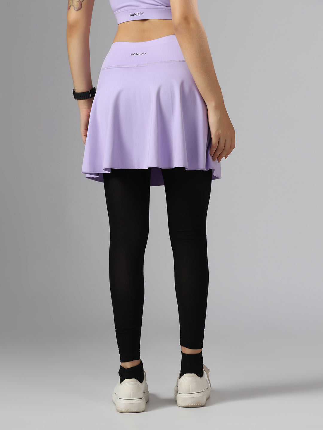 Wavy Flared Skirt With Attached Mesh Stocking - Purple