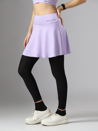 Wavy Flared Skirt With Attached Mesh Stocking - Purple