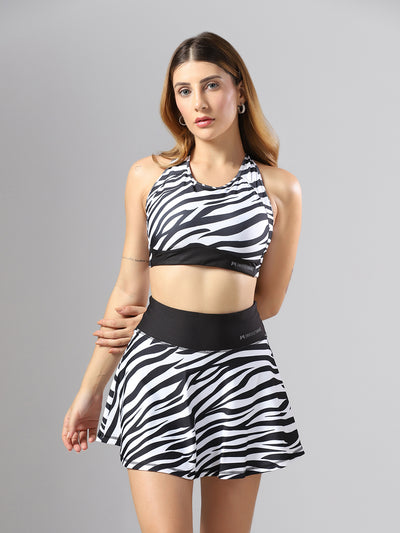 Wavy Flared Printed Skorts