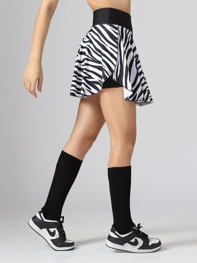 Side Slit Bottom Flared High Waist Skort  – Printed