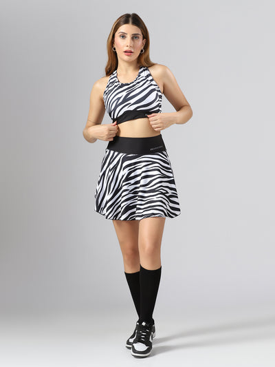 Side Slit Bottom Flared High Waist Skort  – Printed