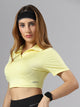 Bone-Dry Workout Crop Polo T-Shirt - Neon Yellow