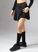 Side Slit Bottom Flared High Waist Skort  – Black