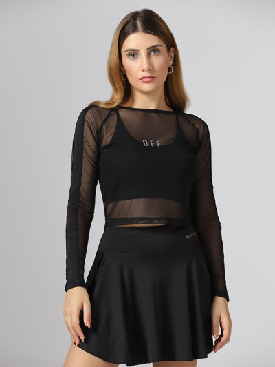 Airy mesh Full Sleeve Workout Tee - Black