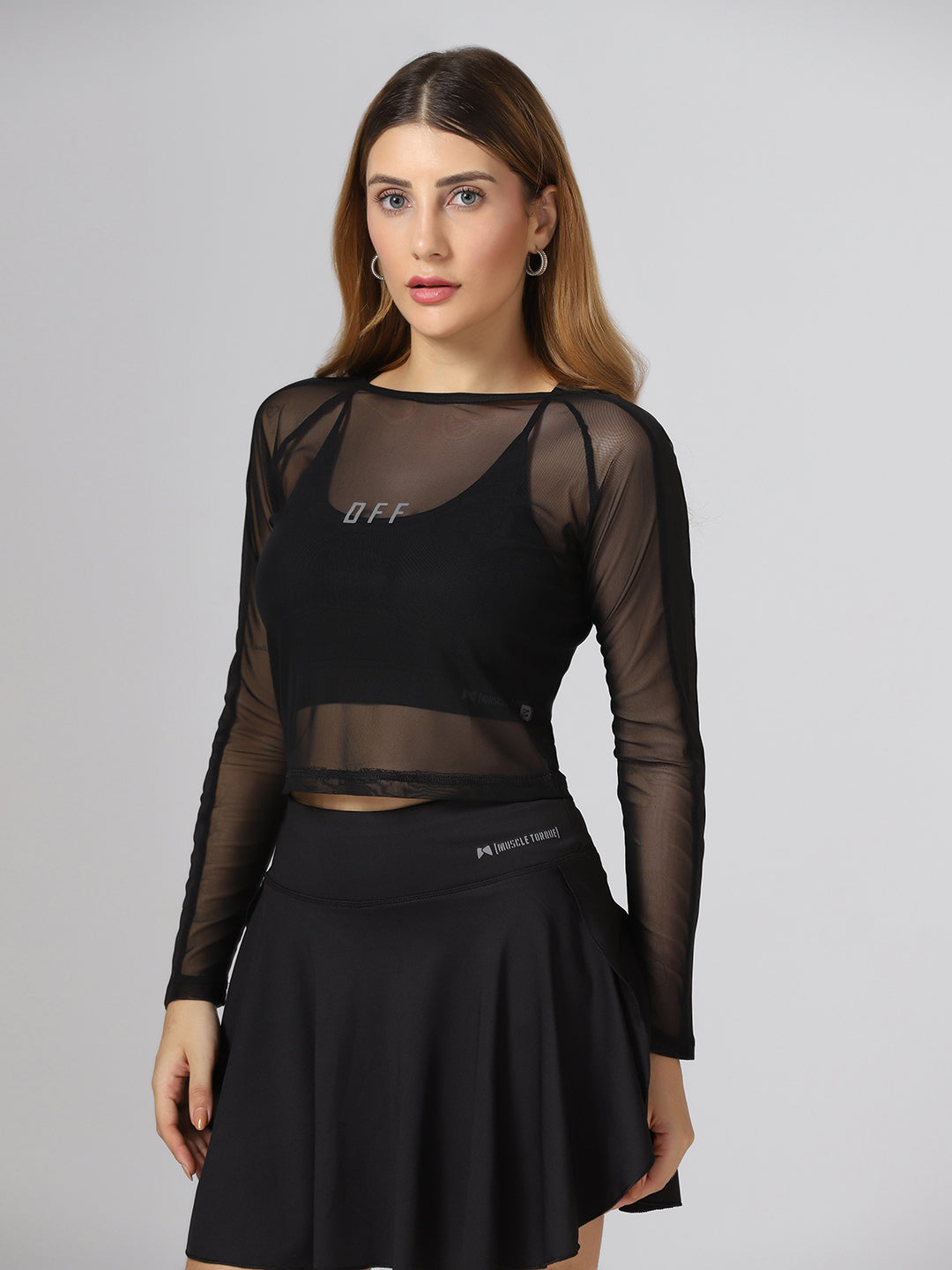 Airy mesh Full Sleeve Workout Tee - Black