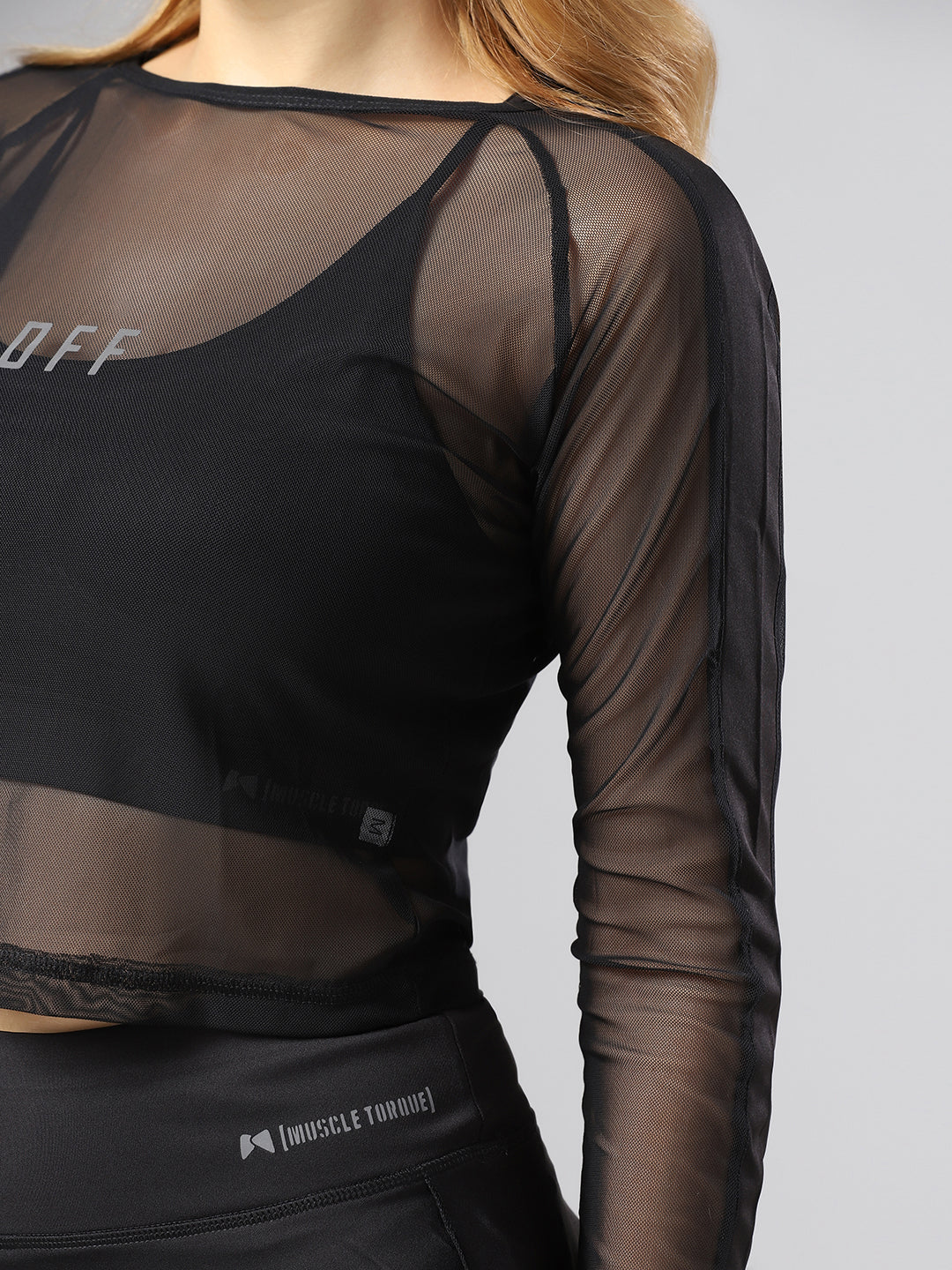 Airy mesh Full Sleeve Workout Tee - Black