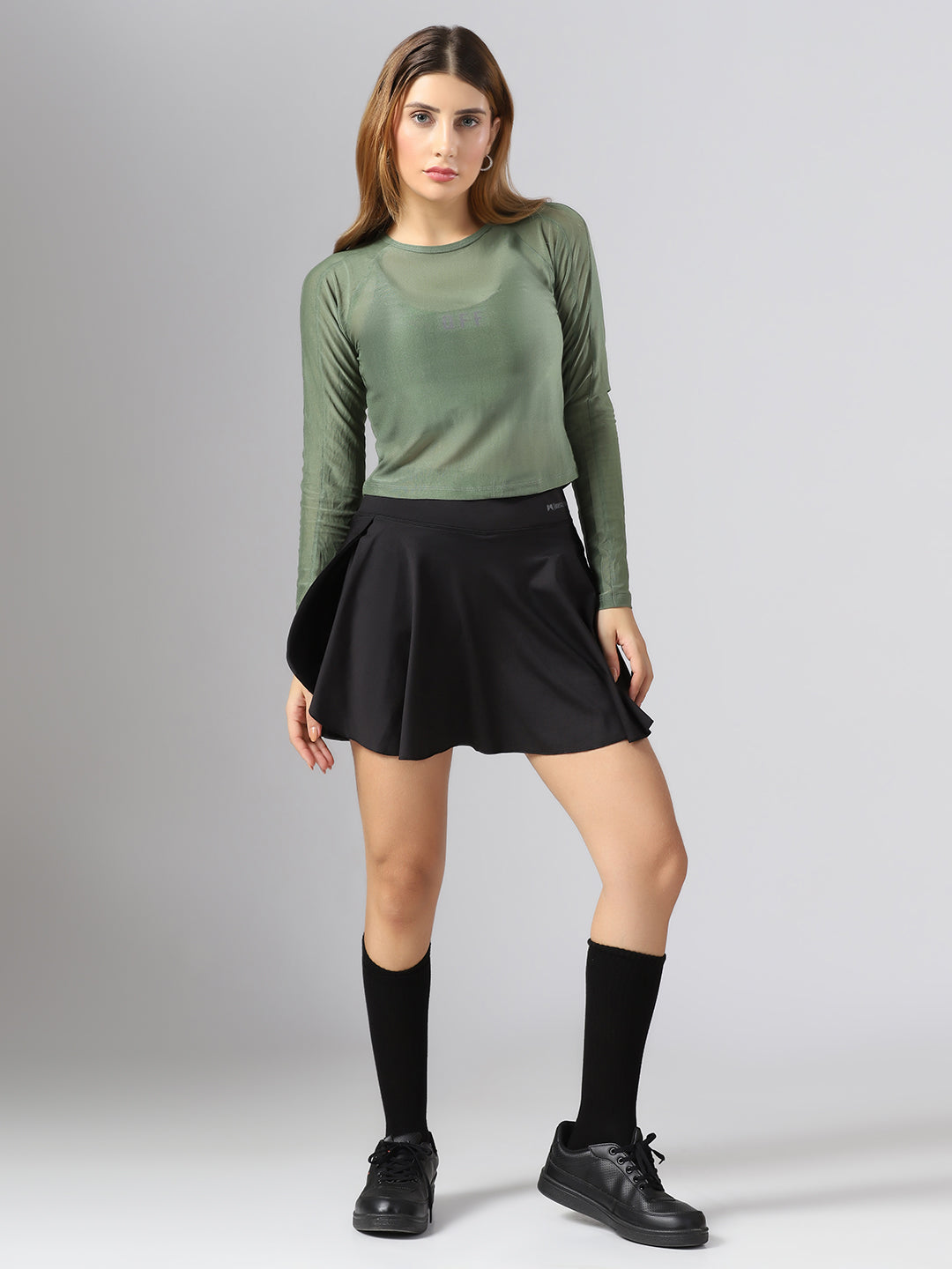Airy mesh Full Sleeve Workout Tee - Green