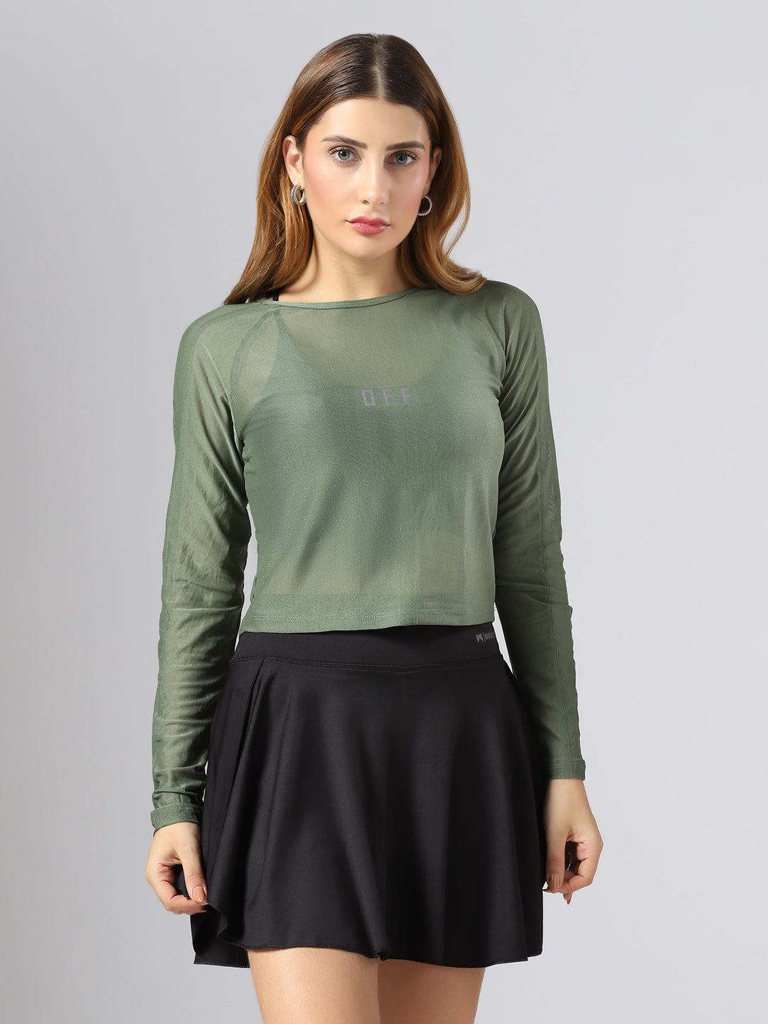 Airy mesh Full Sleeve Workout Tee - Green