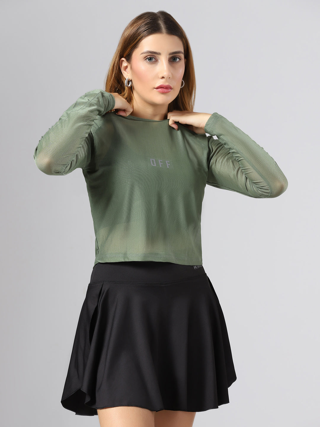 Airy mesh Full Sleeve Workout Tee - Green