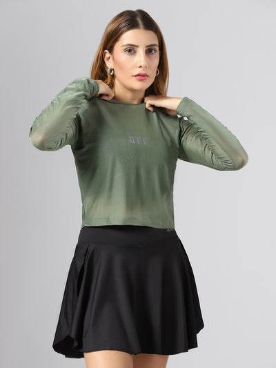 Airy mesh Full Sleeve Workout Tee - Green