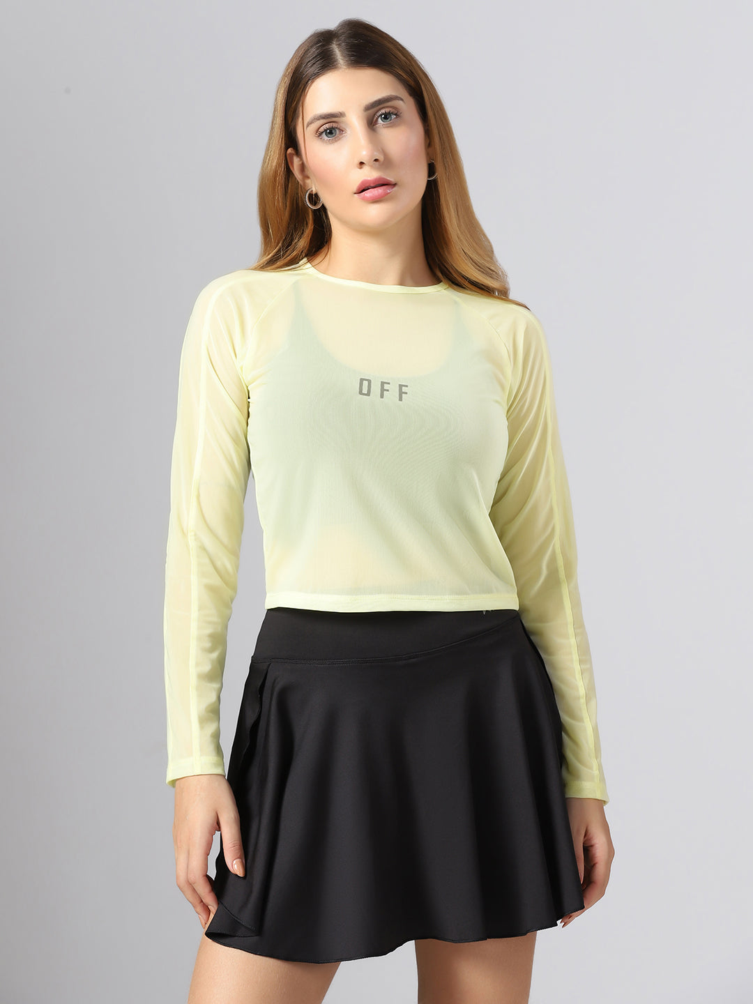 Airy mesh Full Sleeve Workout Tee - Yellow
