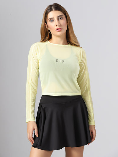 Airy mesh Full Sleeve Workout Tee - Yellow