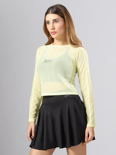 Airy mesh Full Sleeve Workout Tee - Yellow