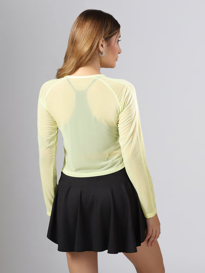 Airy mesh Full Sleeve Workout Tee - Yellow