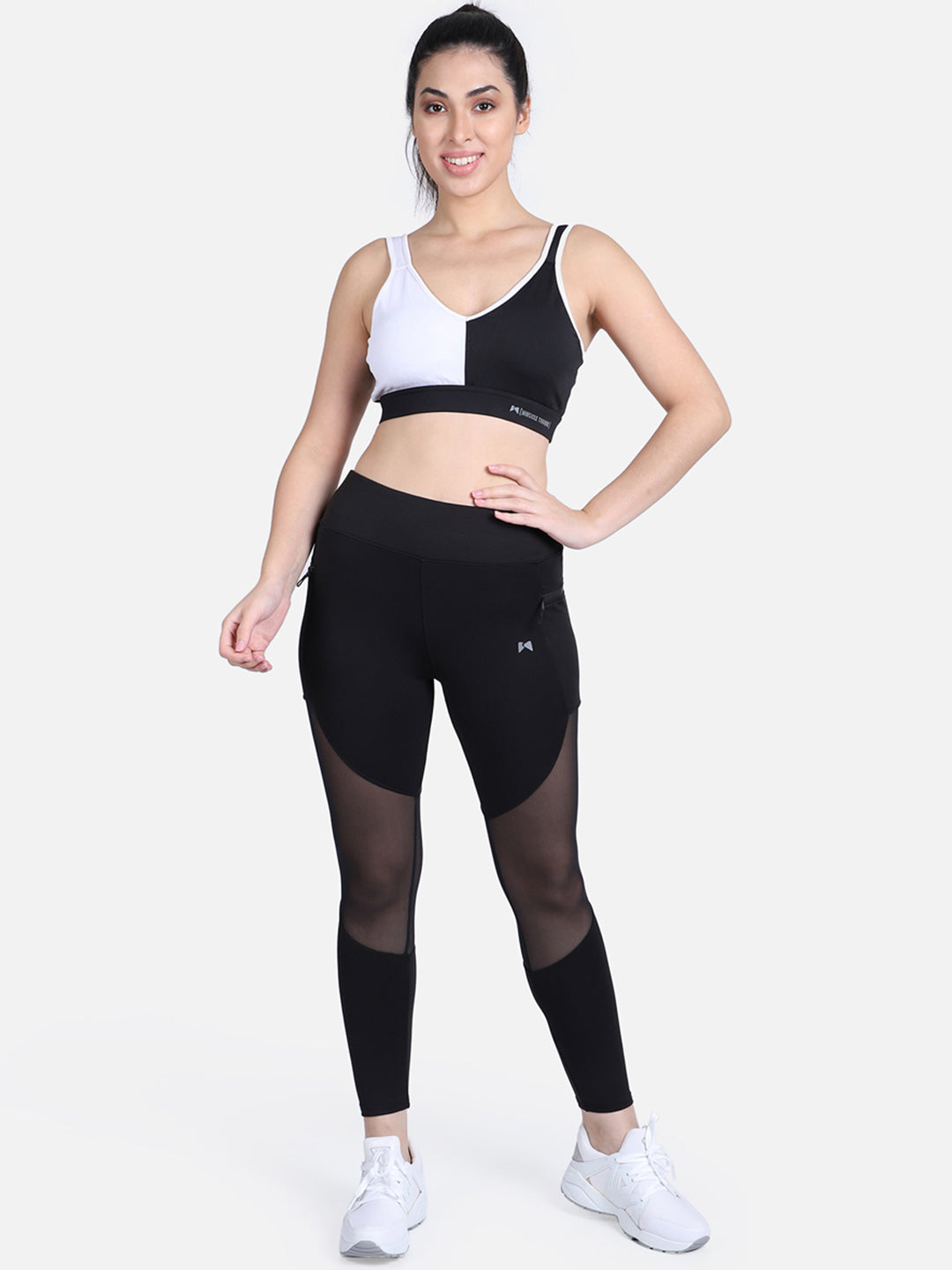 Medium Waist Mesh Style Tight – Black