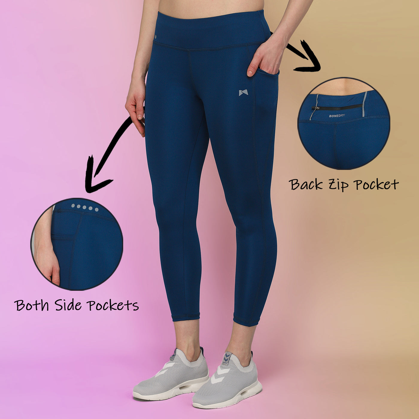 High Waist Workout Three Pocket Tight – Blue