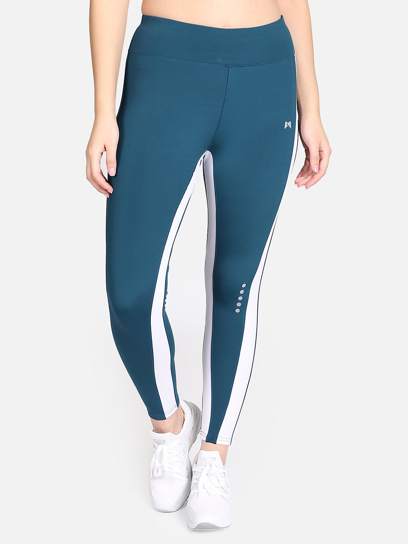 Pair of Medium Waist Side Strap Tight & Running Sports Bra – Teal Blue