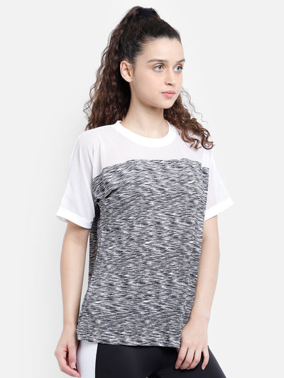 Round Neck Free Style Polyester T-Shirt - White