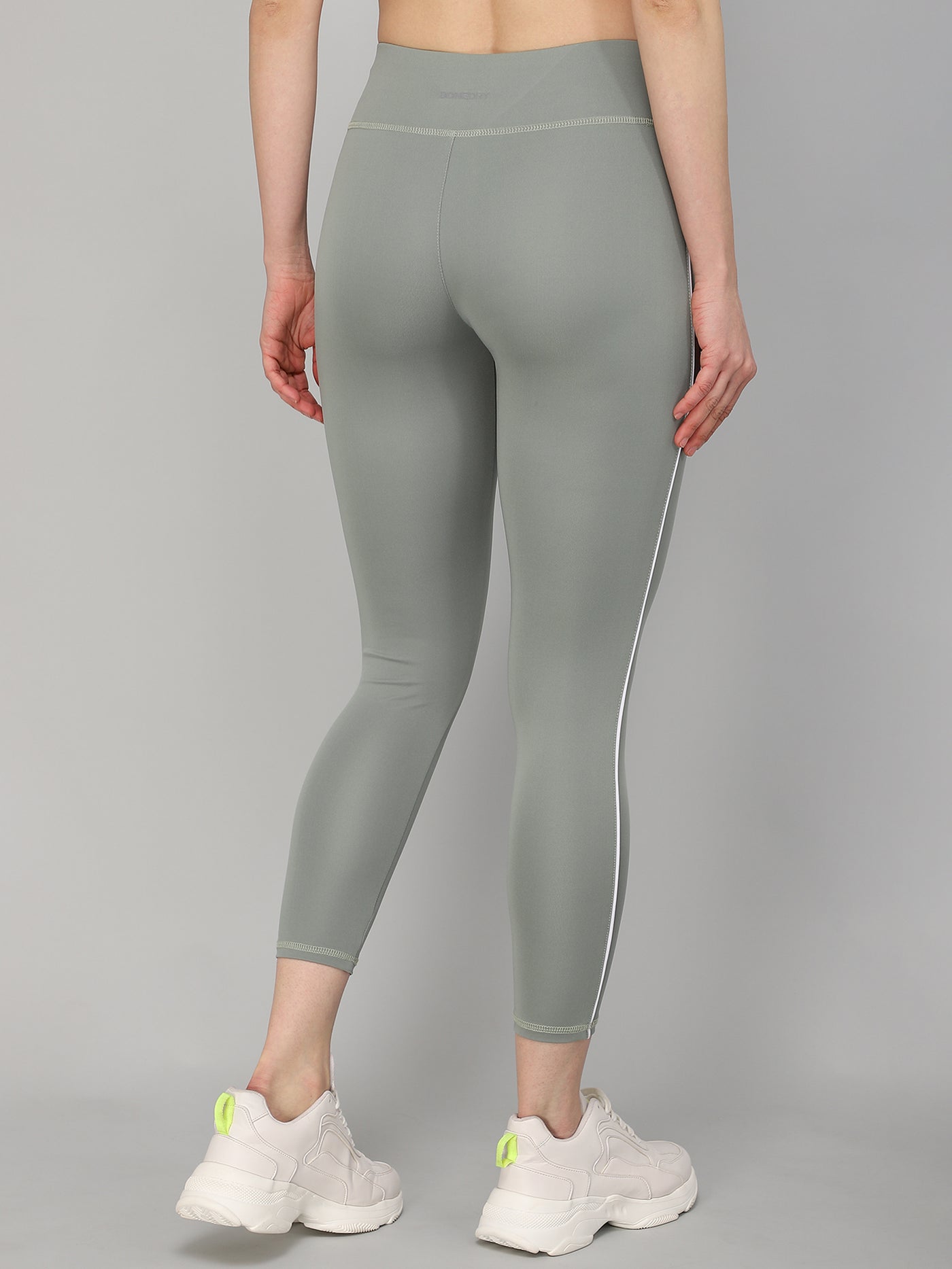 Gym/Yoga High Waist Side White Piping Tight - Light Green