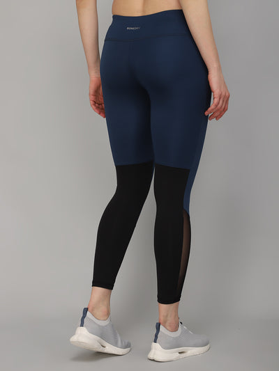 High Waist With Mesh At The Bottom In Front Tight - Navy Blue