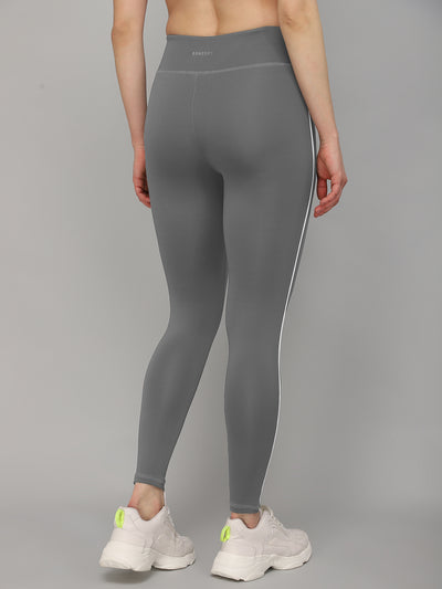 High Waist Workout Side Piping Tight – Grey