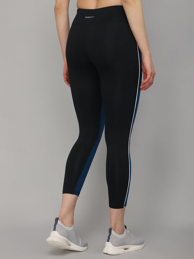 High Waist Side Double Color Tight - Teal & Black