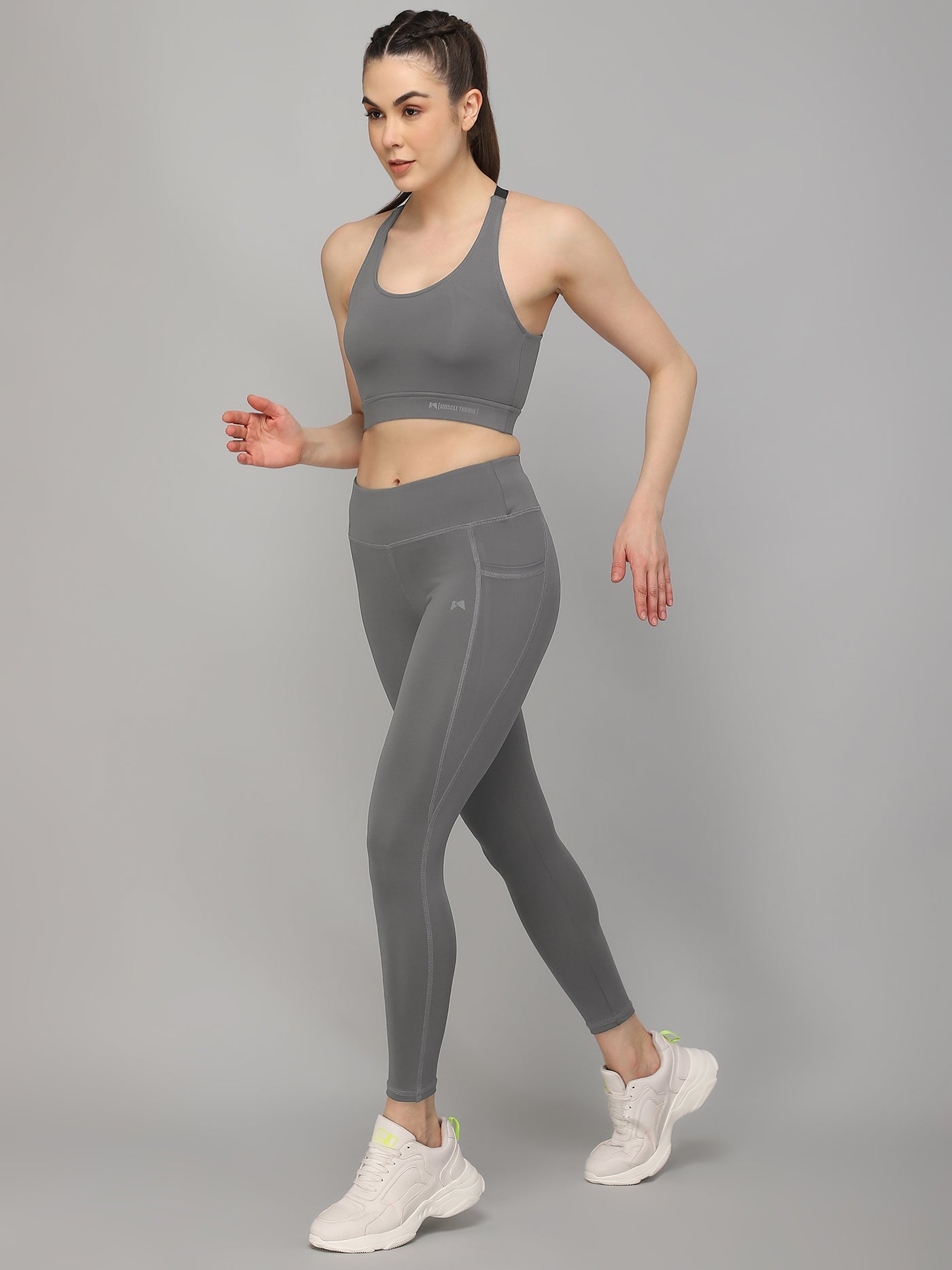 High Waist Workout Three Pocket Tight – Grey