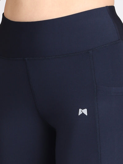 Side Pocket Medium Waist Tight – Solid Blue
