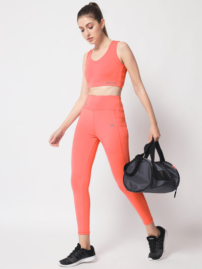 Combo of two High Waist Five Pockets Tights - Blue & Peach