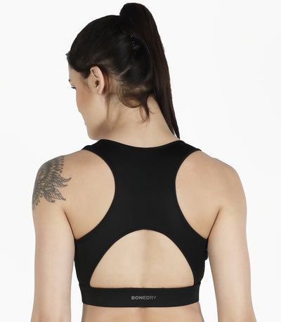 High Waist Make it Worth Printed Tight with Back Design Sports Bra – Black