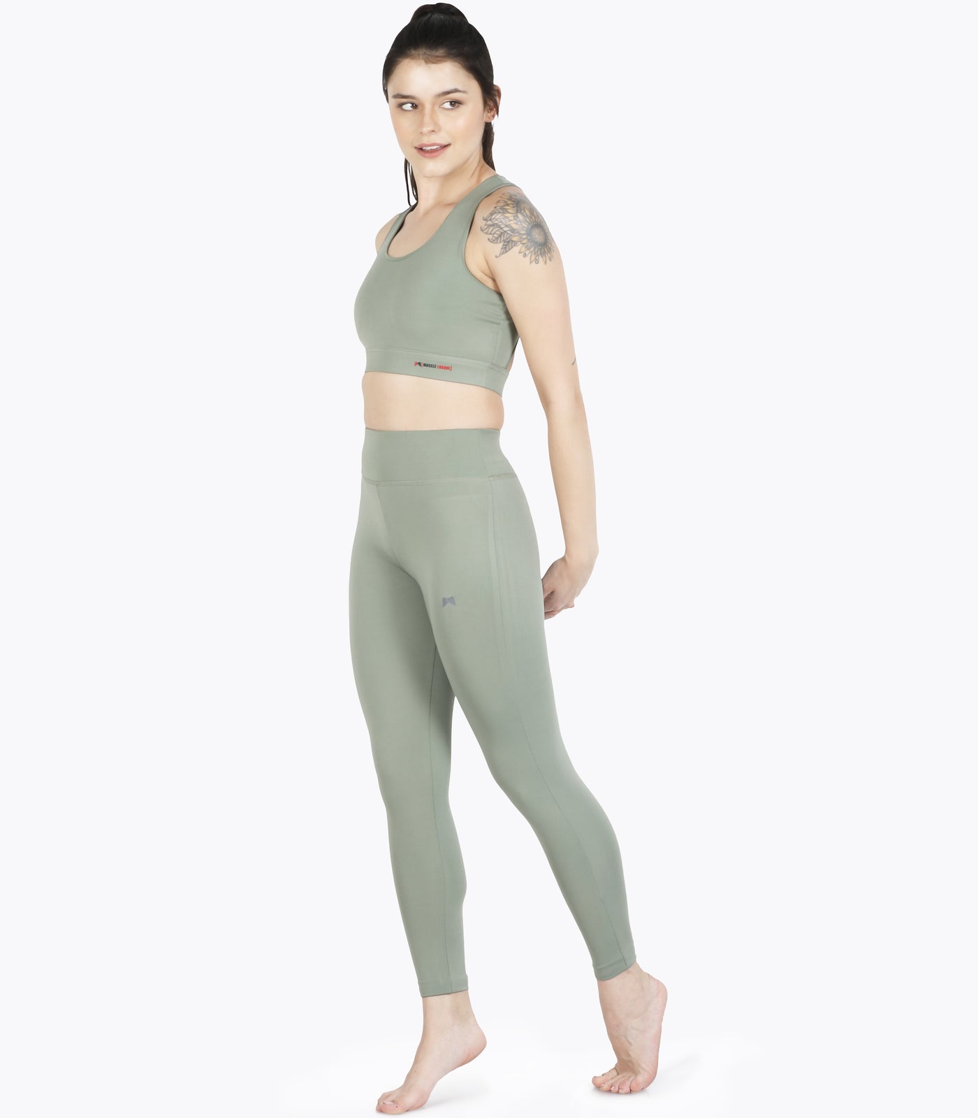 Gym/Yoga High Waist Solid Tight - Green