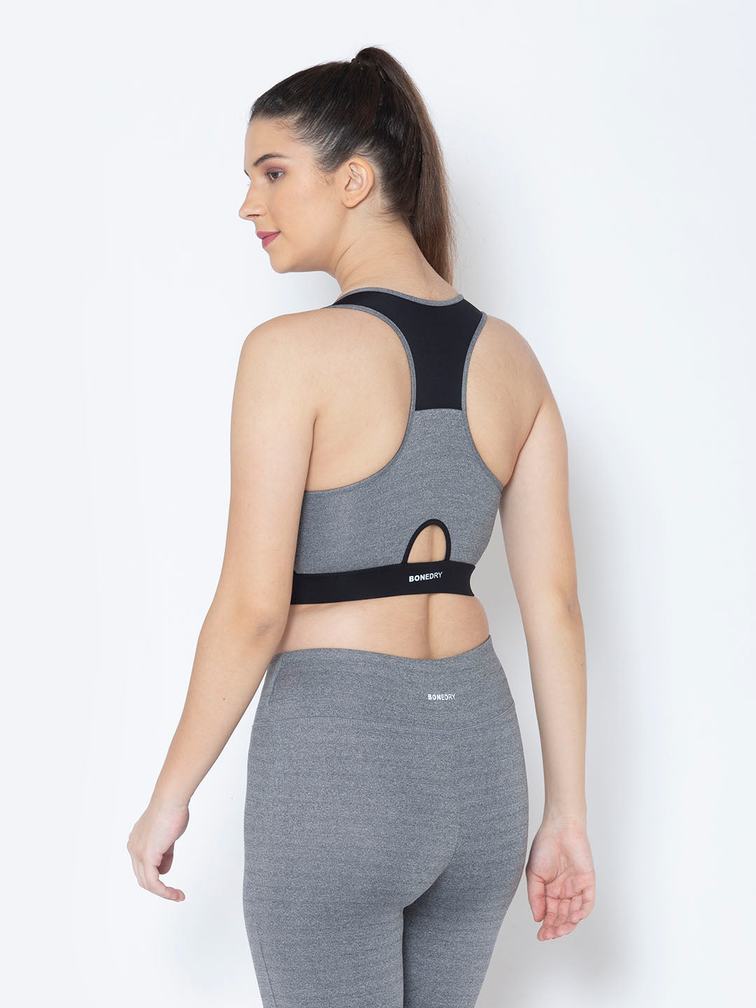 Pair of Medium Waist Tight & Front Zip Sports Bra – Grey