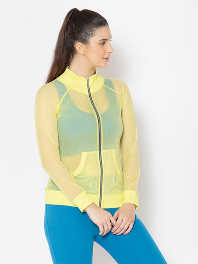 Front Zipper Mesh Sweatshirt – Neon