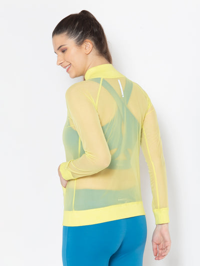 Front Zipper Mesh Sweatshirt – Neon
