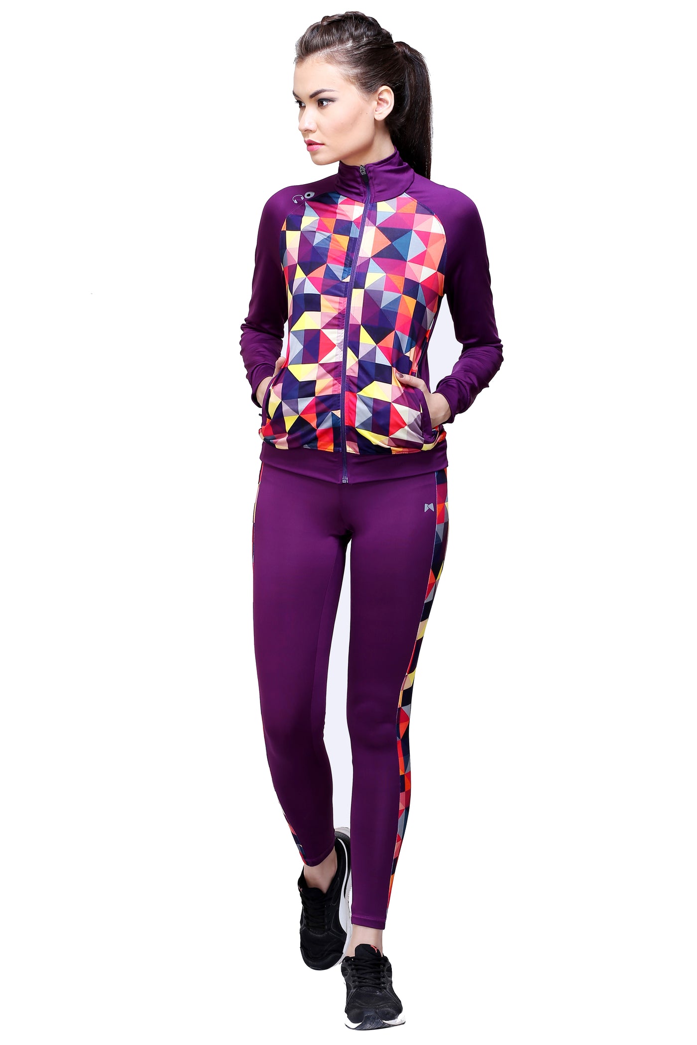 Full Sleeve Geometric Print Sweatshirt – Purple