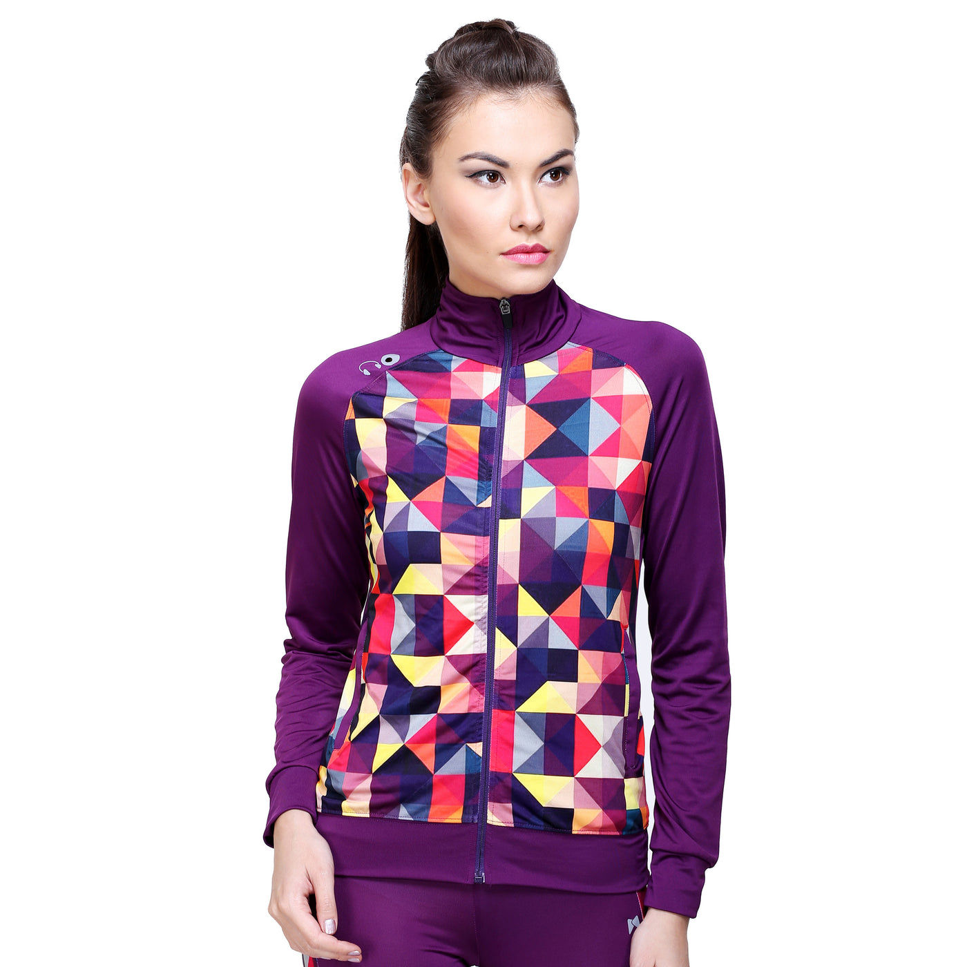 Full Sleeve Geometric Print Sweatshirt – Purple
