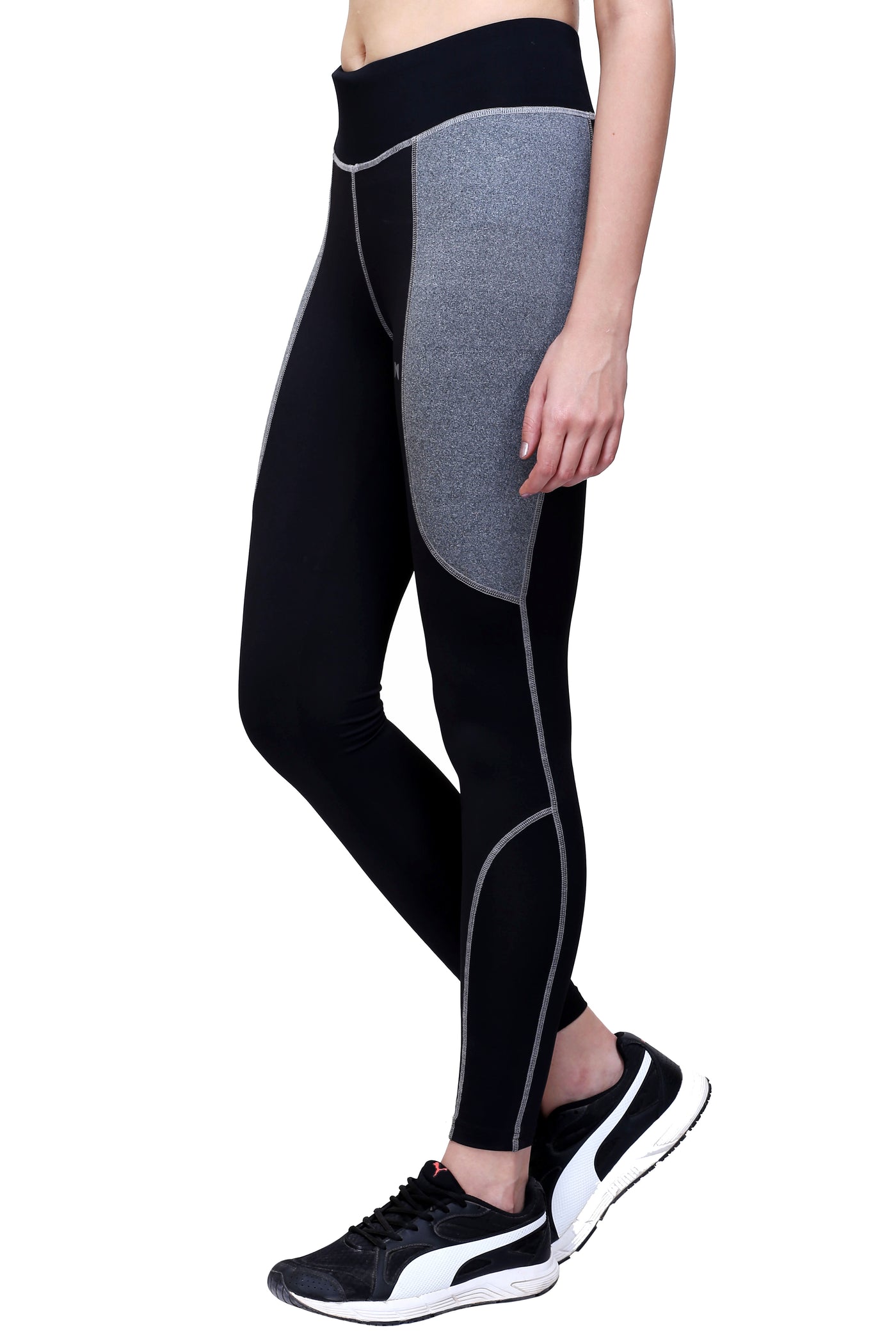 Combo of two Medium Waist Tights - Black & Grey