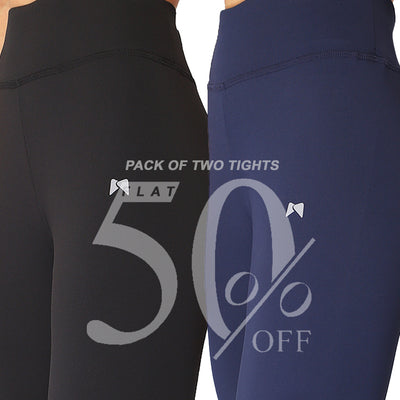 Combo of two High Waist Seamless Tights - Blue & Black