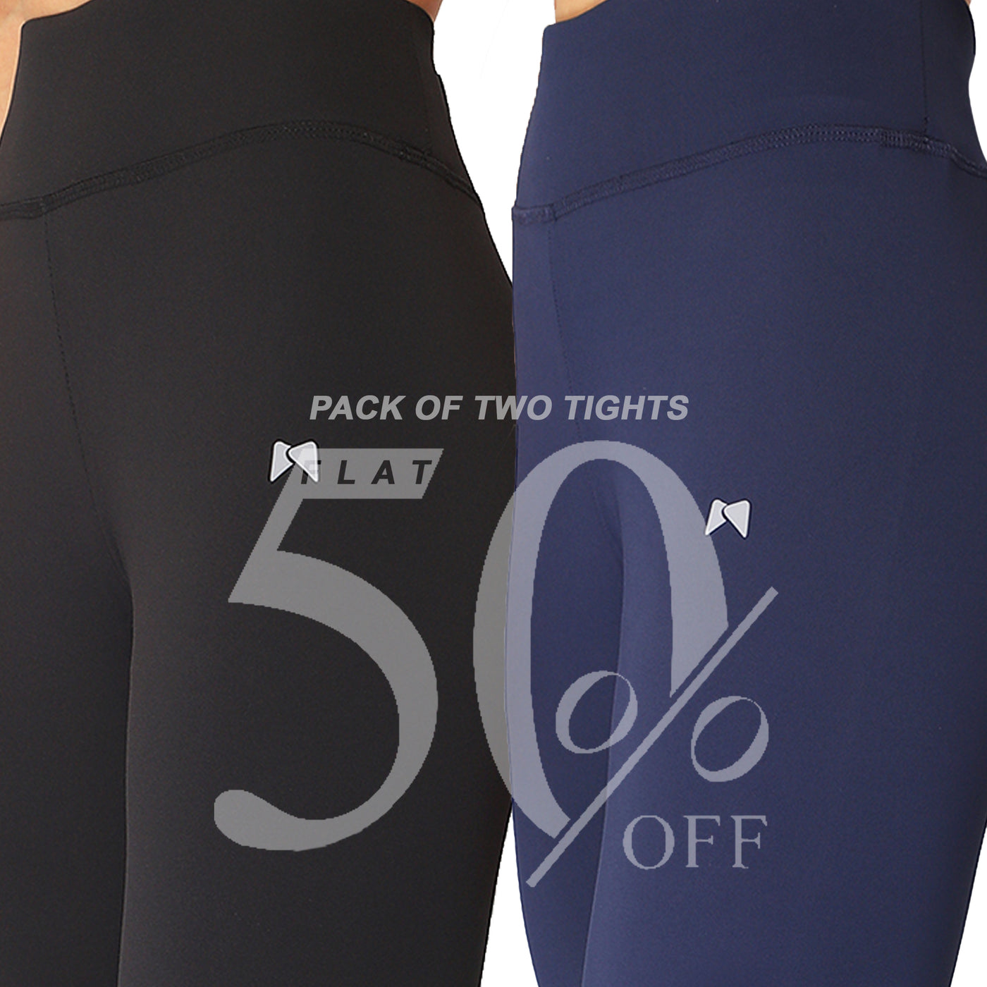 Combo of two High Waist Seamless Tights - Black & Blue